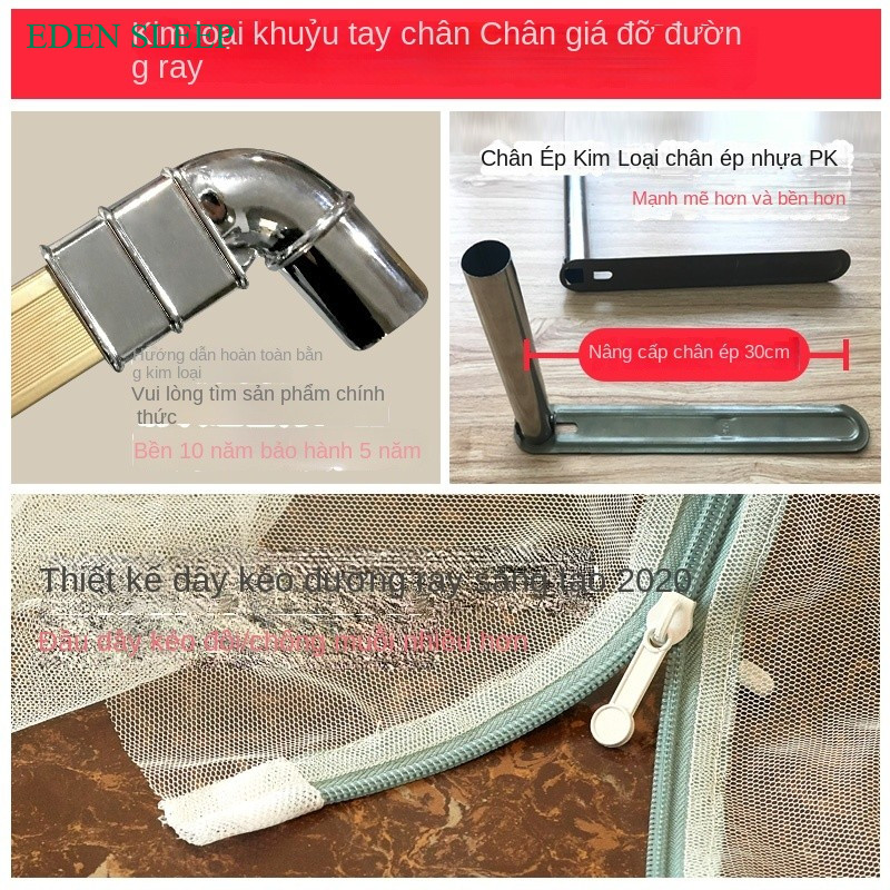 Màn mùng khung chống muỗi không khoan tường cao cấp chính hãng màn ngủ công chúa 2 lớp