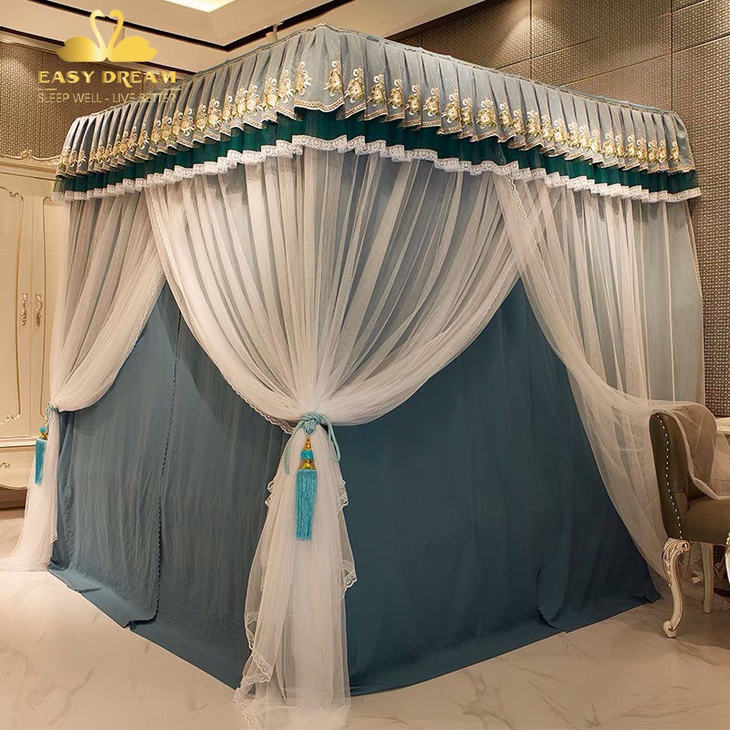 Màn khung công chúa cao cấp EASY DREAM -vải 2 lớp - không khoan tường - mùng ngủ inox hiện đại