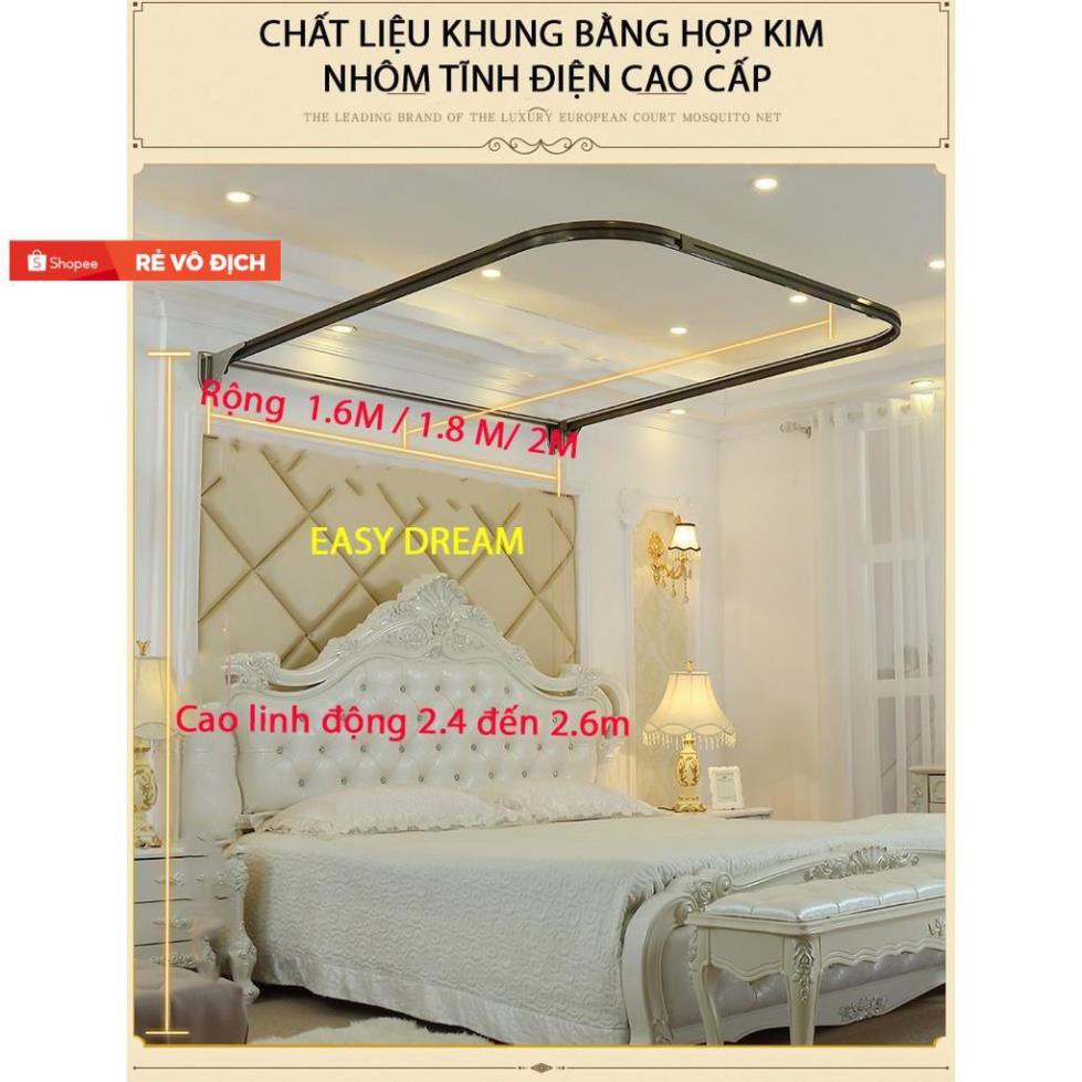 Mùng (màn) khung ròng rọc phải khoan tường có dây kéo -khung hợp kim nhôm tĩnh điện-vải vôn xịn-chống muỗi