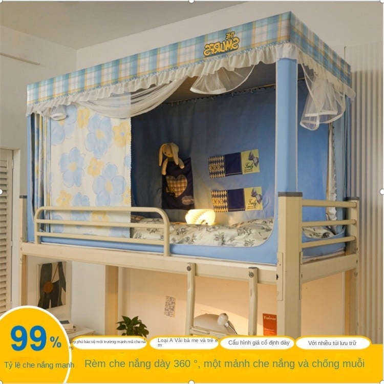 EDEN SLEEP Trọn bộ mùng khung ký túc xá sinh viên màn chống muỗi rèm che cản sáng giường tầng trên và dưới