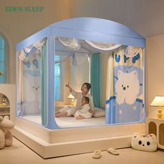 Rèm giường 3 mặt chống sáng rèm chống rơi trẻ em hoạt hình phòng ngủ