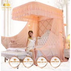 Mùng (màn) khung ròng rọc phải khoan tường có dây kéo -khung hợp kim nhôm tĩnh điện-vải vôn xịn-chống muỗi