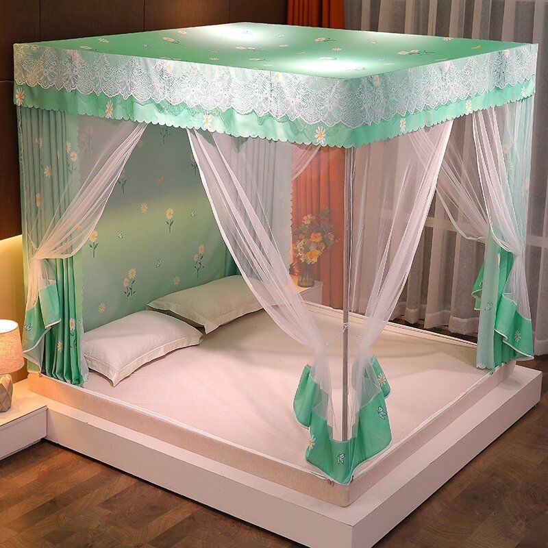 EDEN SLEEP Màn/Mùng Chống Muỗi Rèm Giường Dày Dặn Chắn Sáng Chống Bụi Dây Kéo Trọn Bộ Mùng Màn khung Vuông