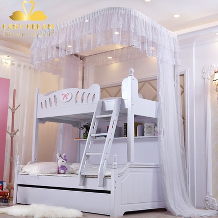 Màn (mùng) khung dành cho giường tầng trẻ em không khoan tường_khung inox_vải tuyn cao cấp chống muỗi