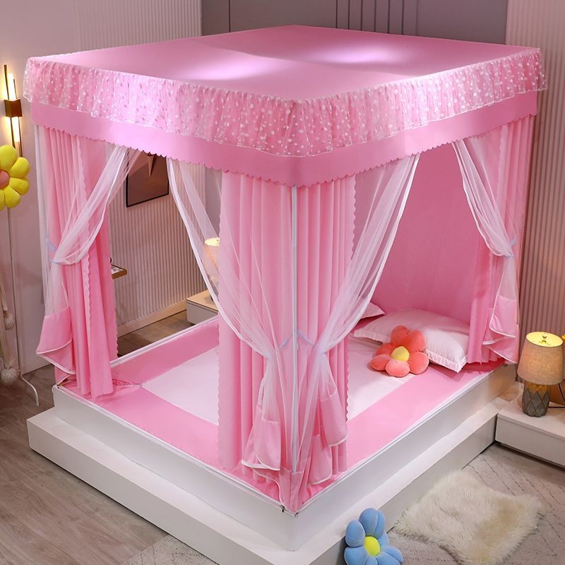 Màn Chống Muỗi Kiểu Mới Ba Cửa Kiểu Giường Ngồi Che Nắng Chống Bụi Phía Trên Dây Kéo Bao Toàn Bộ Giường Chống Rơi Cho Bé