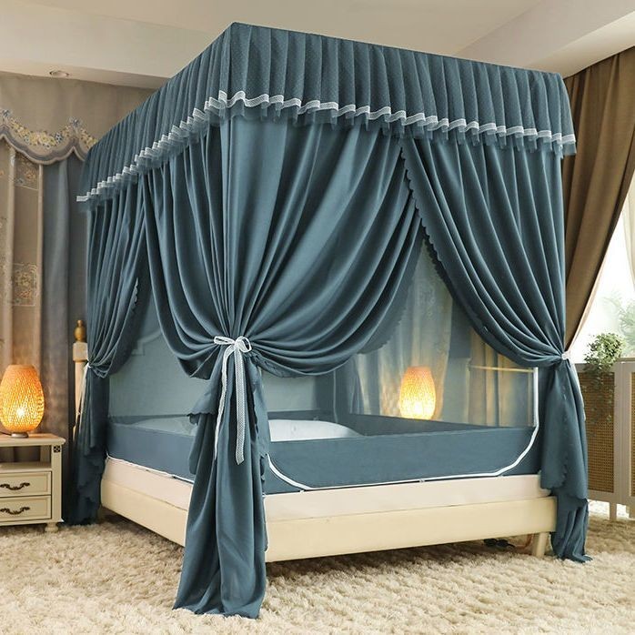 Màn Chống Muỗi Kiểu Giường Ngồi Sang Trọng Hai Lớp Chống Ánh Sáng Chống Bụi Trẻ Em Chống Rơi Toàn Bộ Rèm Cách Sàn Ba Cửa