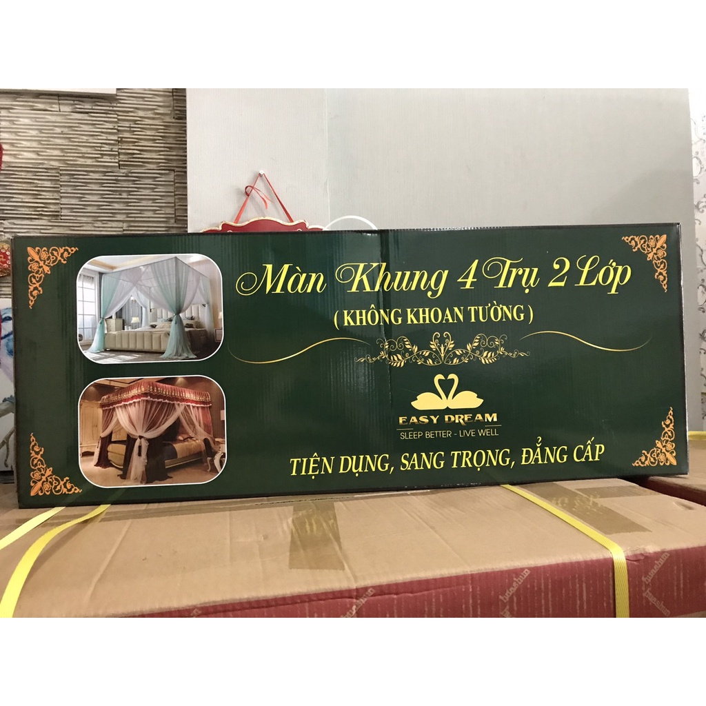 Màn [ mùng ] khung chống muỗi không khoan tường  chống côn trùng, muỗi , khung inox ,cao 2m15 , vải 2 lớp