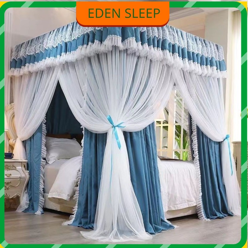 Rèm Giường Hai Lớp Che Nắng Công Chúa Mẫu Mới, Giá Đỡ Sàn Tích Hợp Ba Cửa Chống Gió Và Chống Muỗi Phòng Ngủ Gia Đình