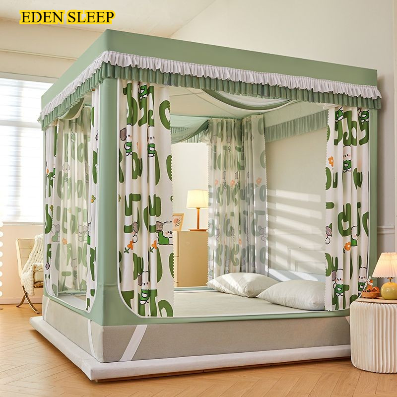 EDEN SLEEP Mùng màn khung chống muỗi, rèm cản sáng chống bụi, 1,5m, 1,8 giường, chống rơi trẻ em, 3 cửa