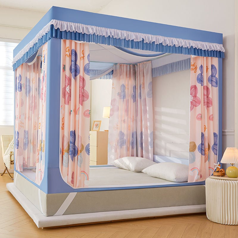 EDEN SLEEP Màn chống muỗi trẻ em rèm giường trọn bộ màn khung vuông khóa kéo 3 cửa,chống bụi 1.2m-2m mùng khung