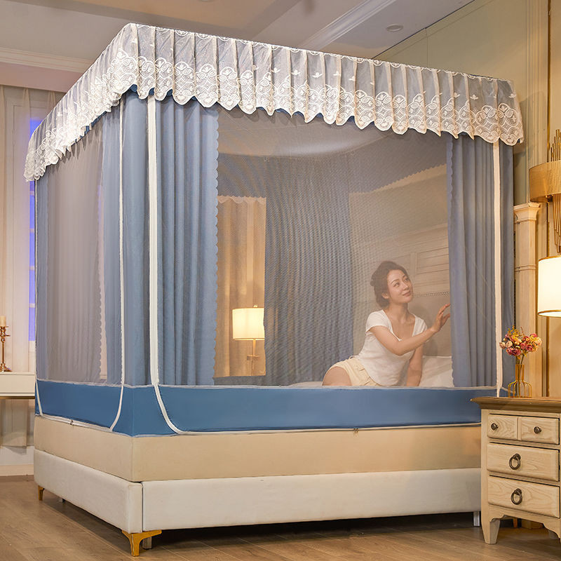 Ghế Giường Lưới Chống Muỗi Ba Cửa Chống Bụi Mái Che Nắng Rèm Cửa Sơn Giá Đỡ Dây Kéo Bao Kín Hoàn Toàn Chống Rơi Rèm Giườ