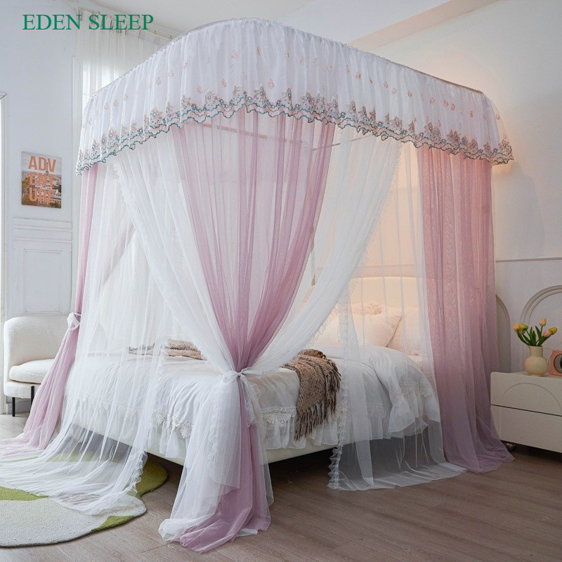 Màn mùng  chống muỗi có thể mở rộng phong cách công chúa  điều chỉnh chiều cao khung thép không gỉ lkhông khoan tường