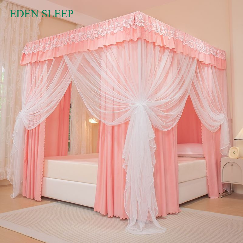 EDEN SLEEP Mùng màn khung chống muỗi 3 cửa gia đình dày rèm giường, phòng ngủ chống bụi mùa hè trọn bộ