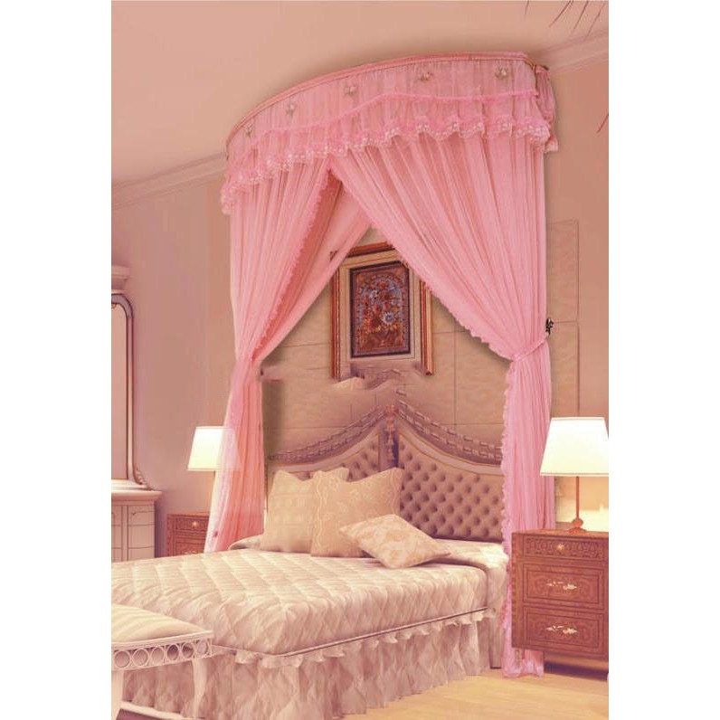 Màn khung (mùng)  bán nguyệt xếp gọn đẩy sát tường- chống muỗi - có dây kéo