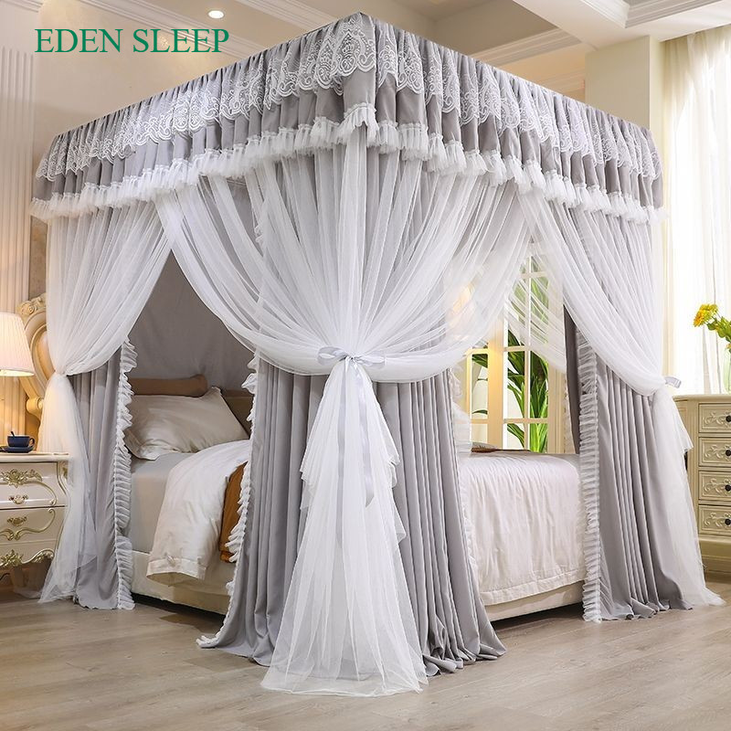 EDEN SLEEP mùng khung phòng ngủ gia đình, rèm cản sáng phong cách Châu Âu, màn chống muỗi trọn bộ màn khung vuông