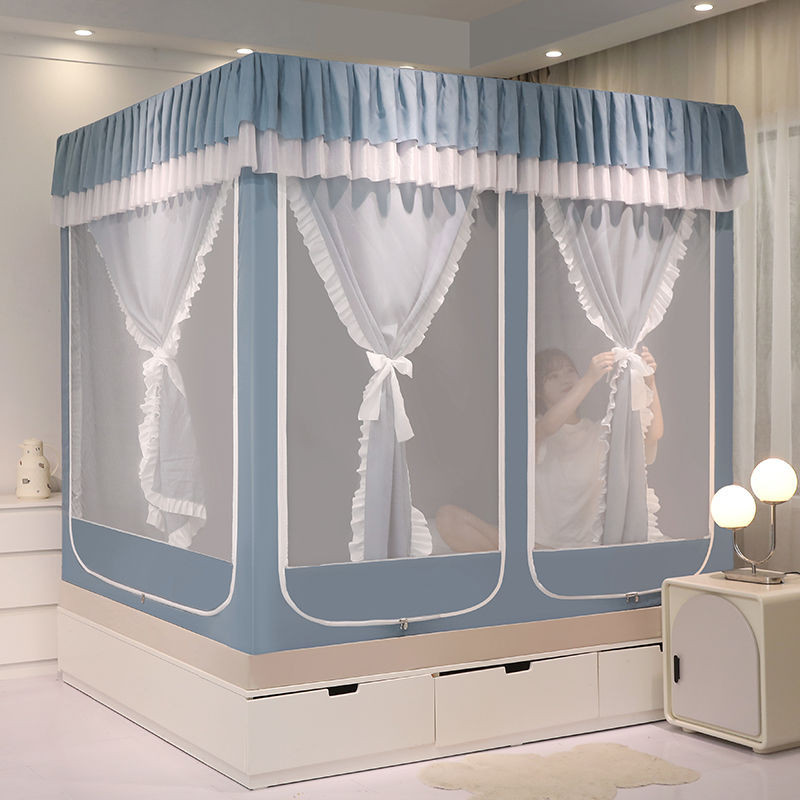 EDEN SLEEP Mùng màn khung chống muỗi gia đình,trọn bộ mùng khung vuông trẻ em chống rơi,rèm giường dày