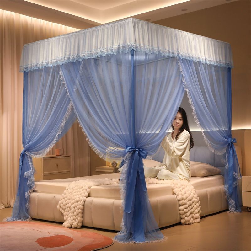 Mẫu MớiALớp Lưới Chống Muỗi Cung Điện Kiểu Sàn Rèm Ngủ Kiểu Pháp Rèm Ngủ Ren Viền Bèo Sợi Lưới Mã Hóa Gia Dụng