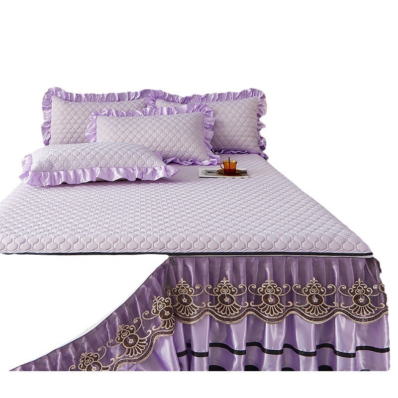 Váy Giường Cao Su Ren Phong Cách Châu Âu Màu Trơn Có Thể Tháo Rời Cao Cấp Mới, Bộ