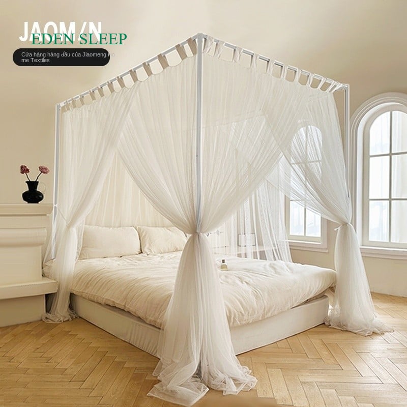 Màn mùng khung không khoan tường kiểu dang dáng khách sạn chống muỗi hiệu quả , màn ngủ đẹp hiện đại