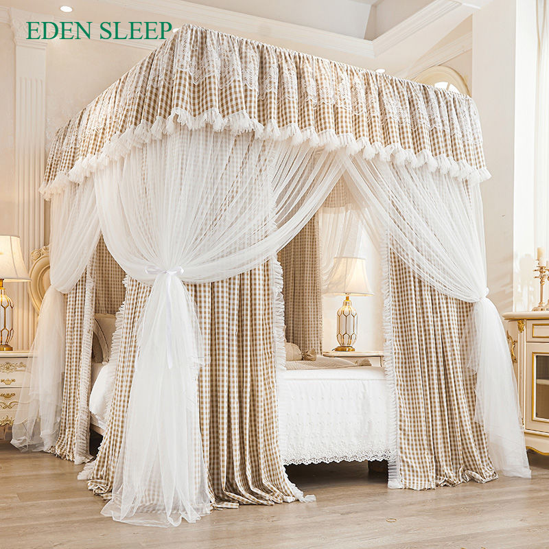 EDEN SLEEP mùng khung phòng ngủ gia đình, rèm cản sáng phong cách Châu Âu, màn chống muỗi trọn bộ màn khung vuông