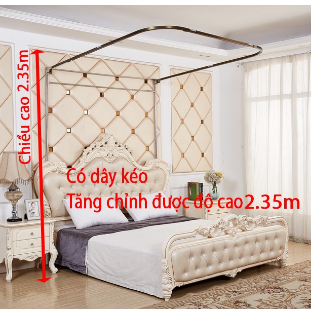 Mùng (màn ) khung cao cấp không khoan tường  cao cấp có dây kéo tăng chỉnh được độ cao