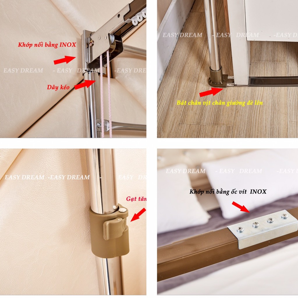 Màn ( Mùng)  khung không khoan tường EASY DREAM Có dây kéo ròng rọc Tăng chỉnh được  độ cao sản phẩm đạt tiêu chuẩn Đức