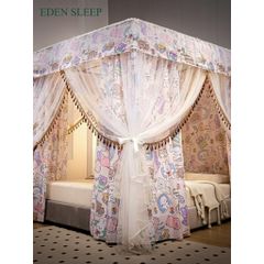 Màn chống muỗi hai lớp có mái chống bụi, rèm giường chắn gió công chúa, rèm dày dặn, trần nhà riêng