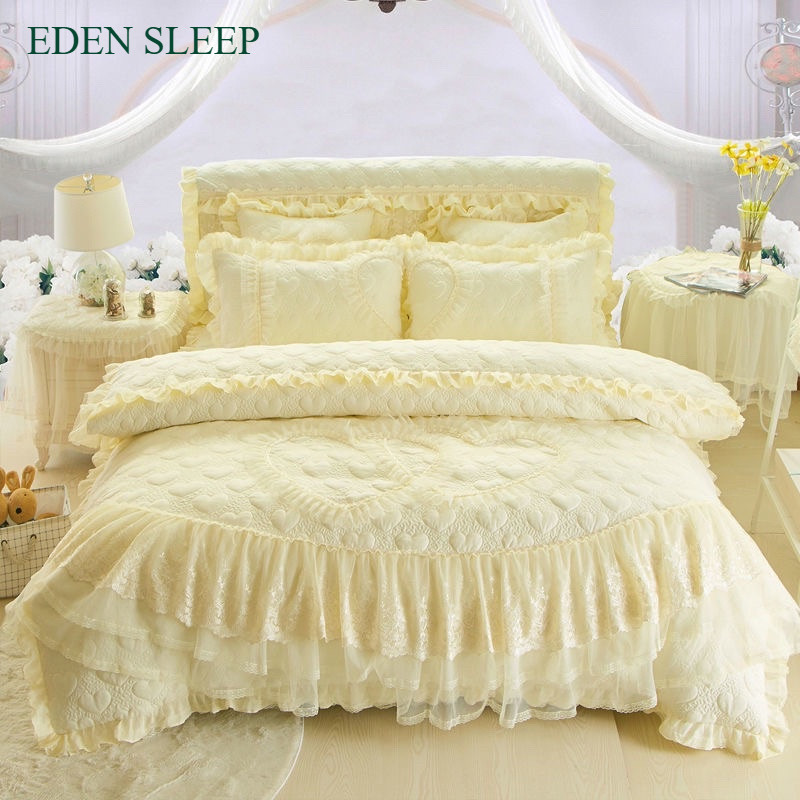 NEW Sét ga cotton trần 5 món, ga cưới phong cách công chúa