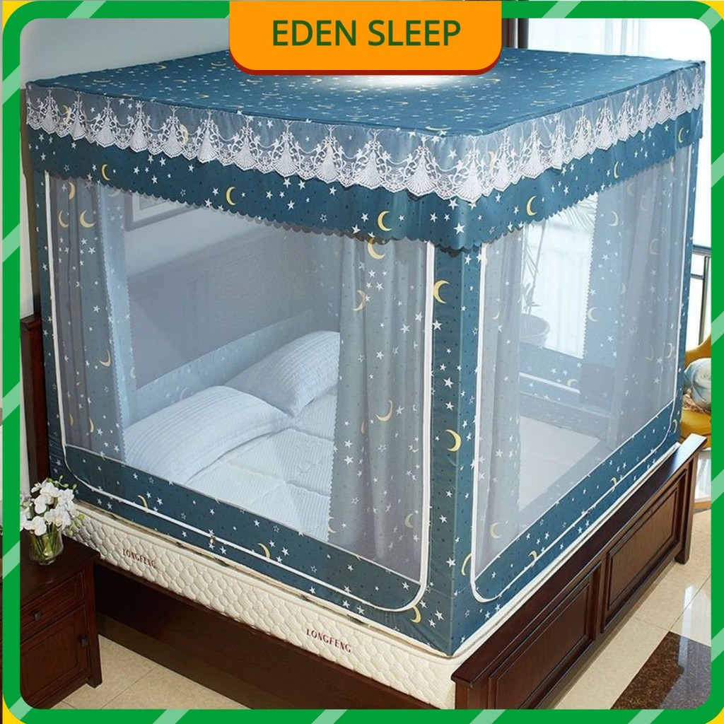 EDEN SLEEP Mùng màn khung phòng ngủ gia đình màn chống muỗi , loại  kéo, rèm giường kín hoàn toàn chắn sáng màn vuông