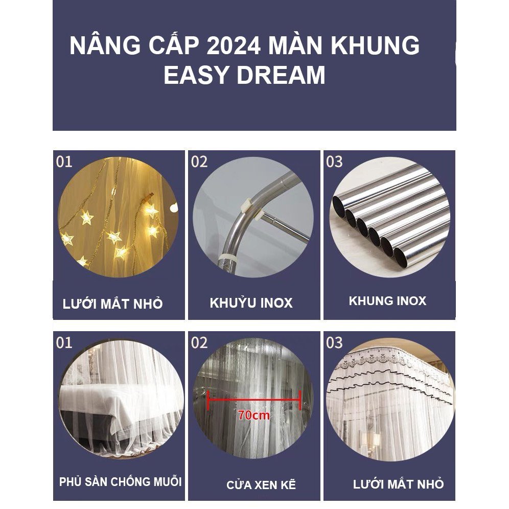 Màn khung thu gọn không khoan tường - mẫu mới - mùng ngủ cao cấp