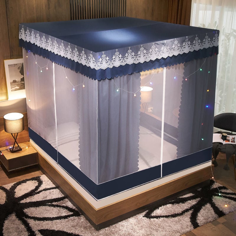 EDEN SLEEP Màn Chống Muỗi Có Dây Kéo Chống Bụi,Màn Chụp,Rèm Giường Chống Muỗi Dày Dặn Chống Rơi Toàn Bộ Mùng Màn Khung