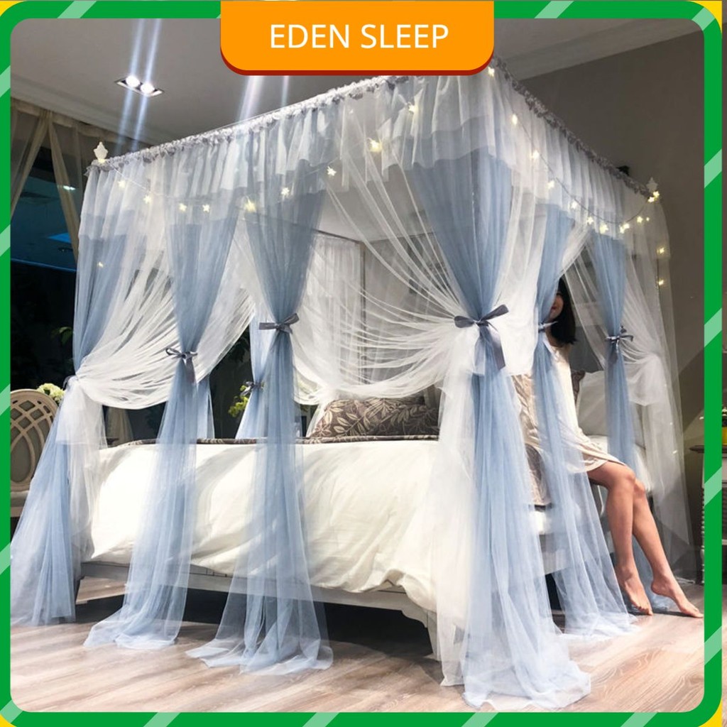 EDEN SLEEP Mùng màn khung chống muỗi phòng ngủ 1.2m-1.5m-1.8m-2m, rèm giường Hai lớp, cao cấp trọn bộ mùng khung