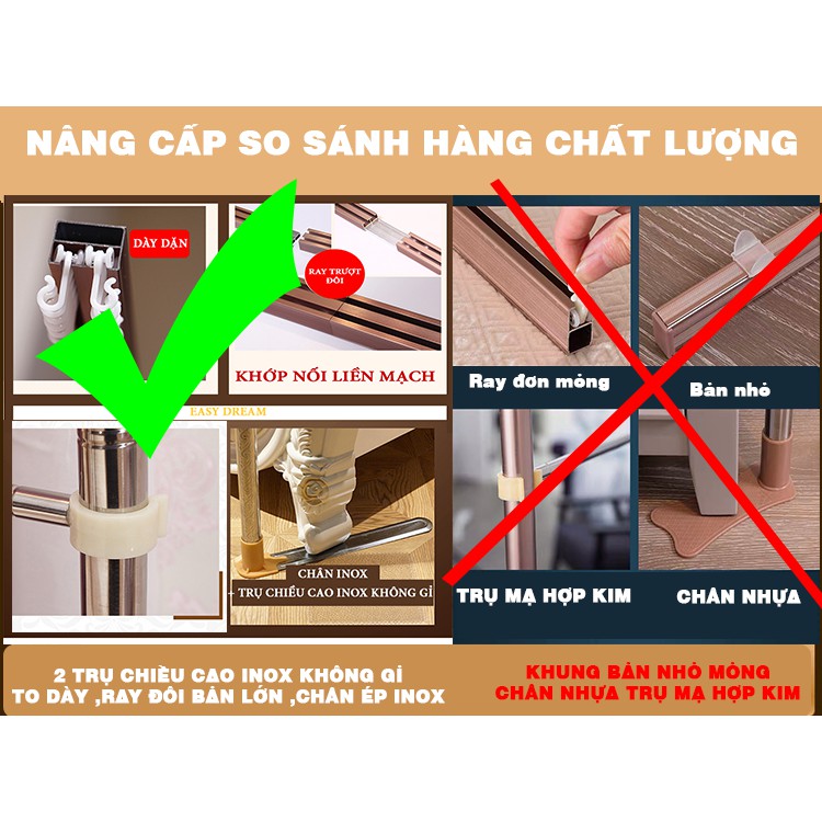 Màn khung không khoan tường Mùng Công chúa ròng rọc  Khung inox , Vải tuyn lưới mắt nhỏ  chống muỗi chống
