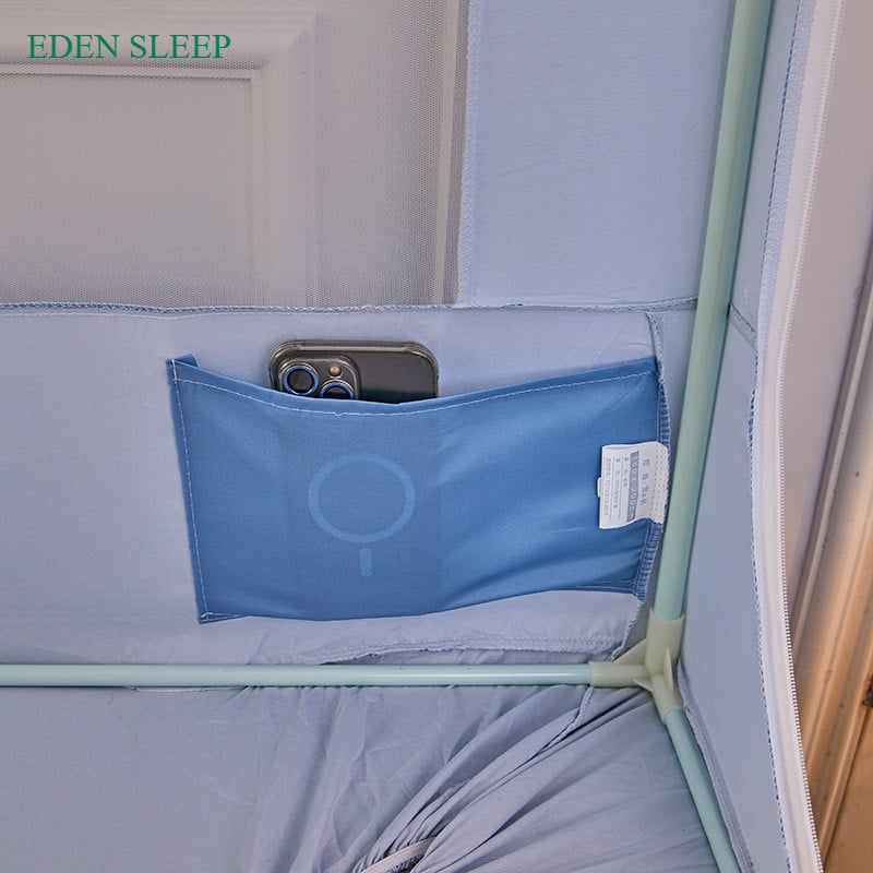 Màn Mùng khung vuông  kiểu mới Màn chống muỗi ba cửa có dây kéo tích hợp rèm