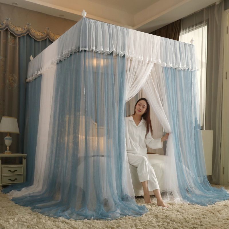 EDEN SLEEP Màn chống muỗi 1,5m giường, trọn bộ màn khung vuông rèm chắn sáng 1,8x2m phòng ngủ mùng khung