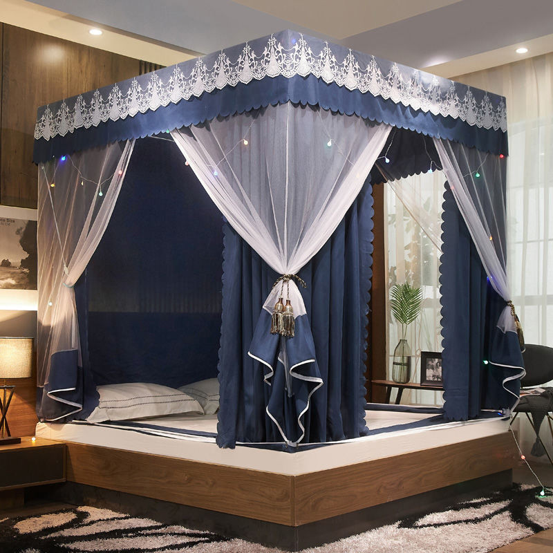 Màn Chống Muỗi Kiểu Mới Ba Cửa Kiểu Giường Ngồi Che Nắng Chống Bụi Phía Trên Dây Kéo Bao Toàn Bộ Giường Chống Rơi Cho Bé