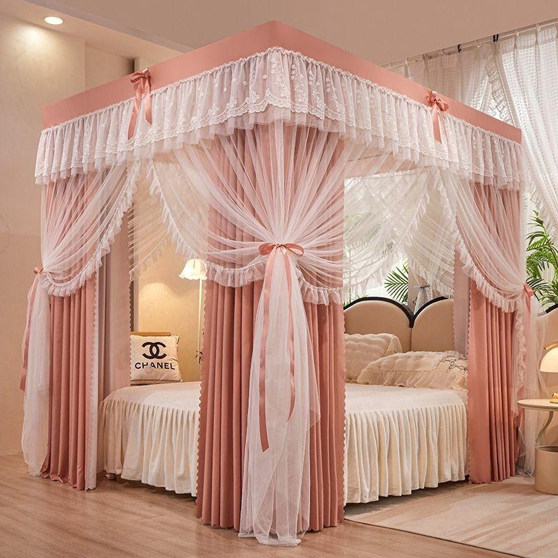 EDEN SLEEP Trọn bộ mùng khung chống muỗi gia đình, rèm giường cản sáng, màn khung chống bụi kiểu công chúa rèm dày dặn