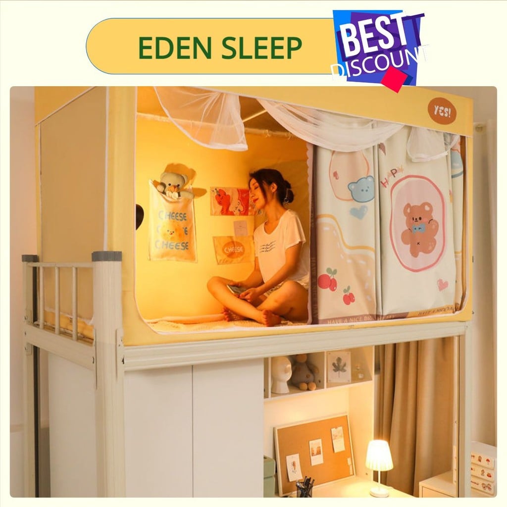 EDEN SLEEP Trọn bộ mùng khung ký túc xá sinh viên màn chống muỗi rèm che cản sáng giường tầng trên và dưới