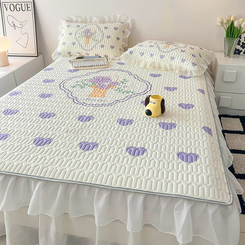 2024Váy Giường Ren Lớn Mới, Thảm Cao Su Dày Dặn, Bộ Ba Mảnh