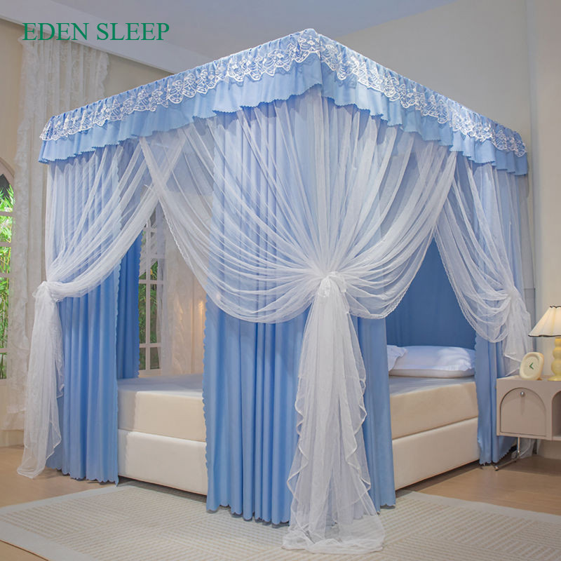 EDEN SLEEP Mùng màn khung chống muỗi 3 cửa gia đình dày rèm giường, phòng ngủ chống bụi mùa hè trọn bộ