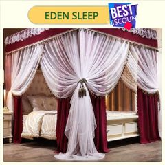 EDEN SLEEP Mùng khung chống muỗi gia đình trọn bộ màn chụp phong cách công chúa, rèm cản sáng dày 3 cửa