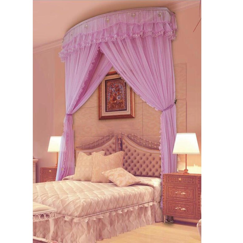 Màn khung (mùng)  bán nguyệt xếp gọn đẩy sát tường- chống muỗi - có dây kéo