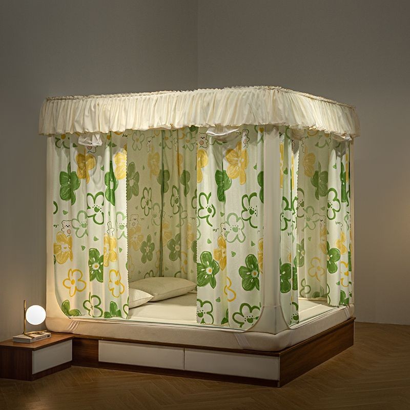 Rèm Giường Chống Sáng Gia Dụng Rèm Chống Rơi Trẻ Em Kiểu Tích Hợp Dây Kéo Ba Cửa Bọc Kín Hoàn Toàn Rèm Chống Bụi Yurt