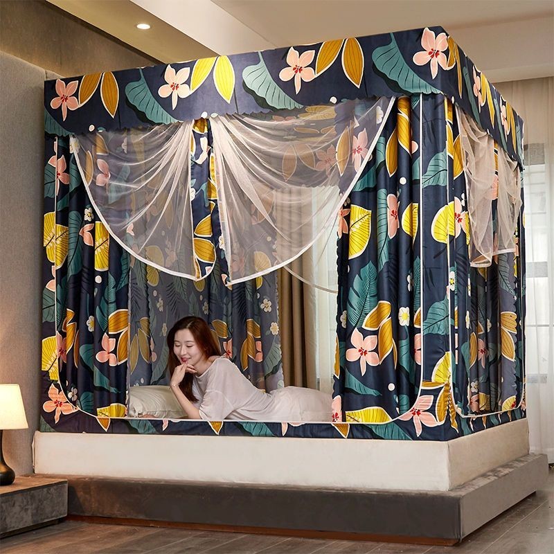 EDEN SLEEP Mùng màn khung phòng ngủ gia đình màn chống muỗi , loại  kéo, rèm giường kín hoàn toàn chắn sáng màn vuông