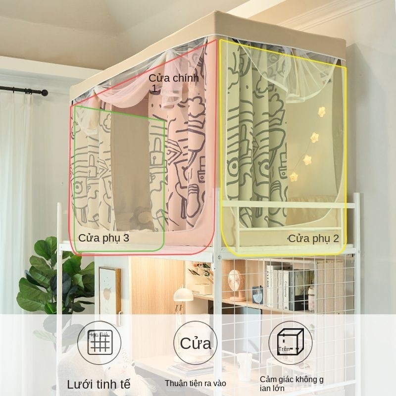 EDEN SLEEP Mùng màn khung giường tầng ký túc xá màn chống muỗi cho sinh viên đại học, rèm che giường ngủ chắn sáng dày
