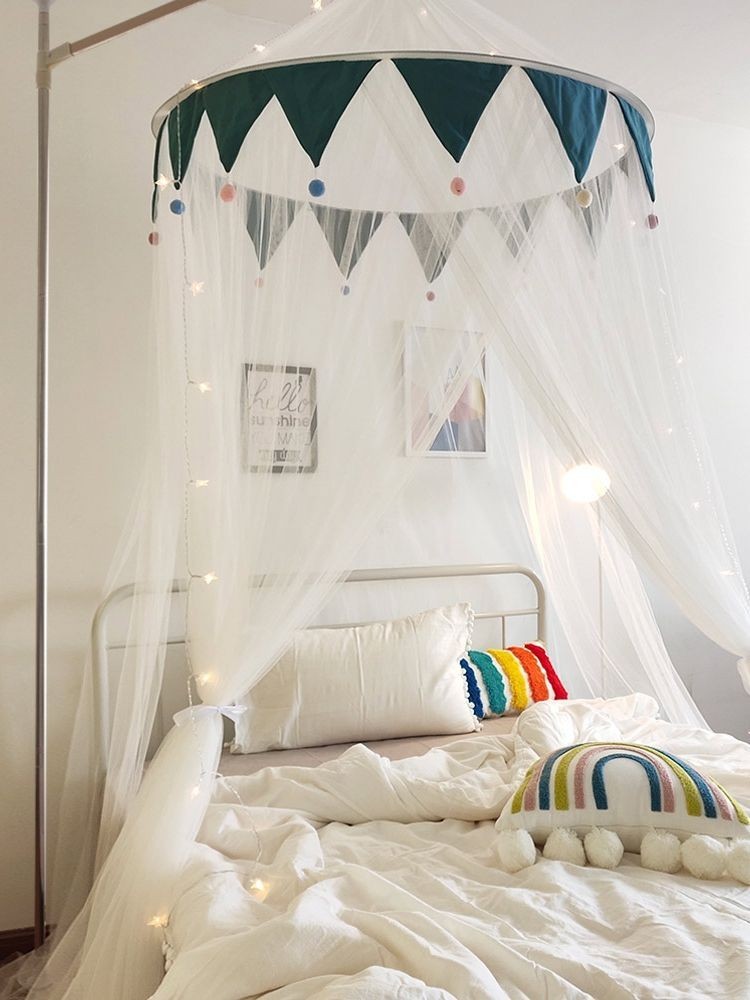 [Ảnh thật/Video] Công Chúa Màn Chống Muỗi Ba Cửa Trần Mái Vòm Mở Rộng Đôi Khung Giường Hình Trái Ti