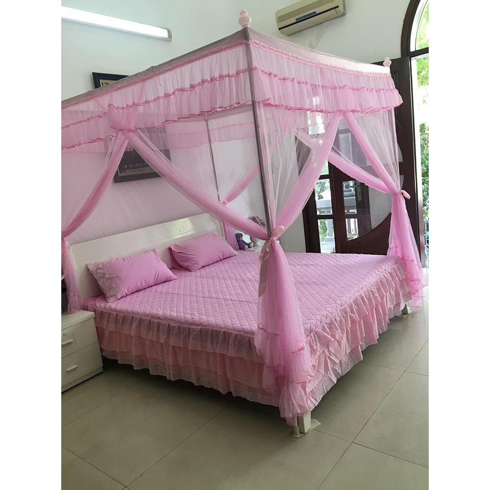 Màn khung không khoan tường  Mùng ngủ EASY DREAM cao 2m1  3 cửa chống muỗi siêu tiện  gọn