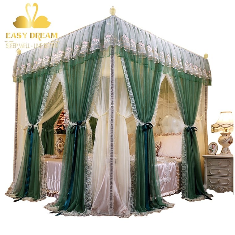 Màn mùng khung không khoan tường mùng ngủ công chúa  EASY DREAM khung inox cao cấp không gỉ - chống  muỗi côn trùng