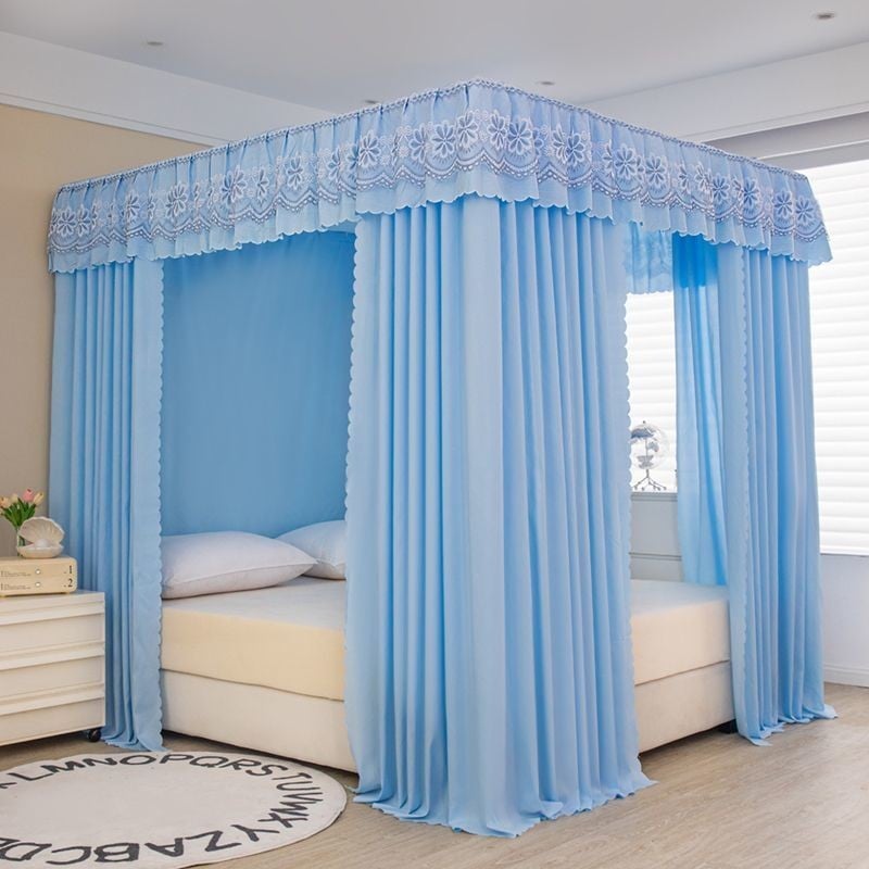 Rèm Giường Màu Trơn Chắn Gió Rèm Giường Che Nắng Ấm Mùa Thu Đông Rèm Giường Chống Bụi Ba Cửa Phòng Ngủ Gia Dụng Lều Giườ