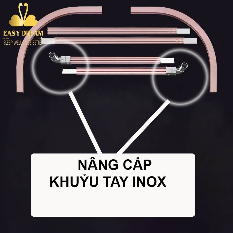 Màn khung không khoan tường EASY DREAM  ,Mùng ngủ chống muỗi ,Khung inox vải tuyn lưới mắt  nhỏ
